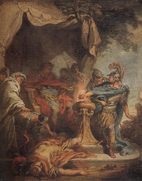 Francois Boucher Mucius Scaevola putting his hand in the fire Sweden oil painting art